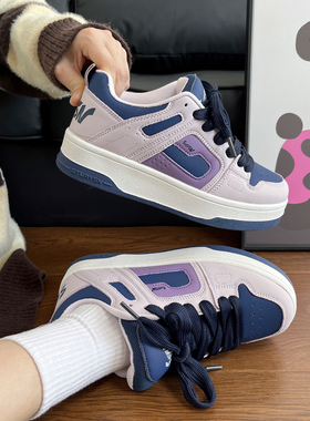 兰紫色厚底面包鞋女ins潮学生小众百搭运动休闲板鞋2025秋冬新款