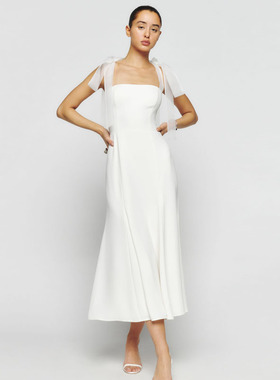 ref法式白色吊带连衣裙子纯欲风气质新娘伴娘礼服长裙宴会度假裙