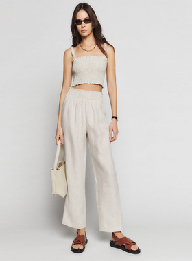 reformatio法式棉麻chic上衣甜辣妹套装休闲时尚显瘦两件套装女