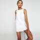 reformation法式 棉麻简约无袖 宽松通勤白色连衣裙短裙气质背心裙