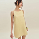 背心连衣裙女短款 Reformation法式 纯欲风黄色100%亚麻无袖 A字裙子