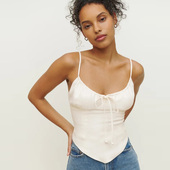 refor法式 背心外穿设计感小众无袖 黑白纯色辣妹小吊带短上衣女