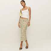 法式 小众气质碎花人丝面料45度斜裁半身裙包臀鱼尾裙度假长款 半裙