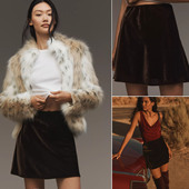 法式 复古高腰咖啡色斜裁丝绒半身裙短款 a字裙高腰显瘦百搭气质裙