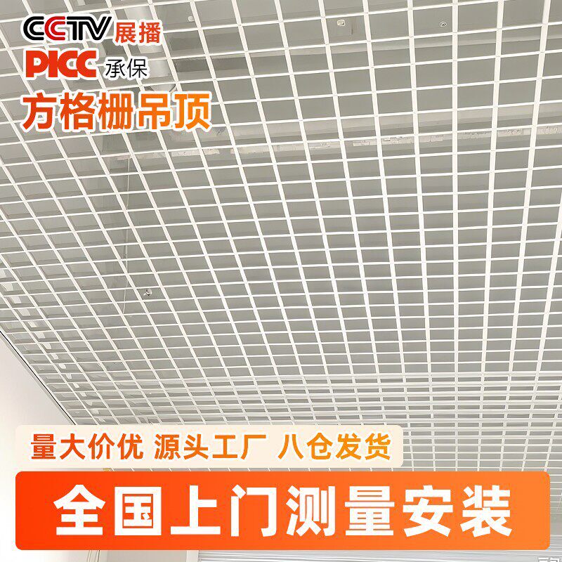 方格栅吊顶简易自装材料网格子吊棚天花板洗车店烤漆花格铁葡萄架