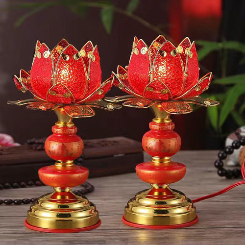 插电家用led佛灯佛前供花七彩变色供佛莲花灯荷花灯