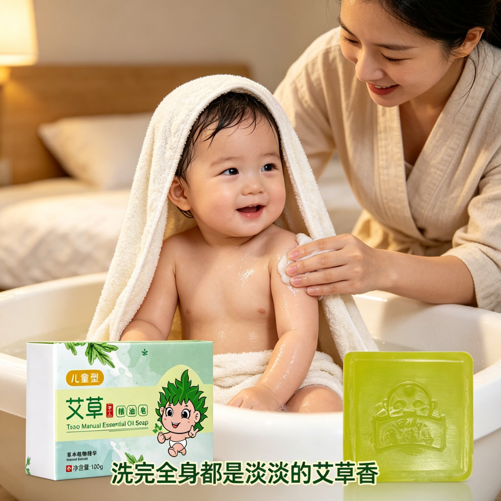 正品儿童皂宝宝香皂纯天然艾草精油皂手工皂洗澡洗头皂家用婴儿皂