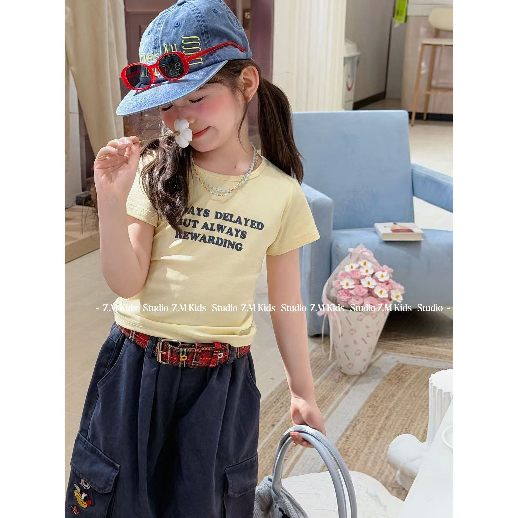 【美式小衫】26夏季女童圆领短款短袖儿童印花字母半袖中大童T恤