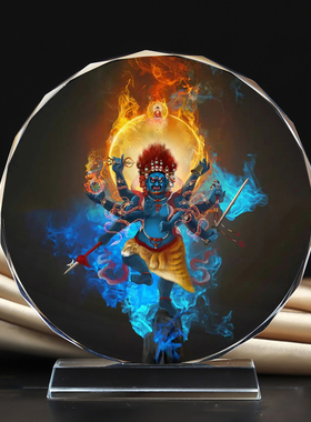 红白蓝脸秽迹金刚水晶摆台办公室桌面工艺品供奉佛像摆件图片定制