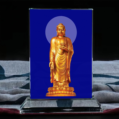 东林寺大佛阿弥陀佛水晶摆台玄关桌面家居手工艺品供奉摆件定制