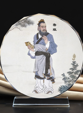 鲁班祖师爷土木建筑木匠鼻祖水晶摆台办公桌面装饰品摆件图片定制