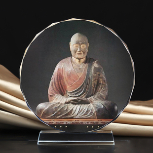 鉴真大师唐代高僧大和尚过海大师水晶摆台玄关桌面工艺品摆件定制