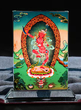 金刚亥母多吉帕姆藏传女神水晶摆台玄关桌面工艺品供奉摆件定制