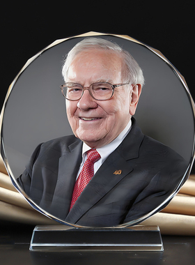 股神巴菲特画像水晶摆件办公室创意摆台工艺品礼物桌面装饰定制