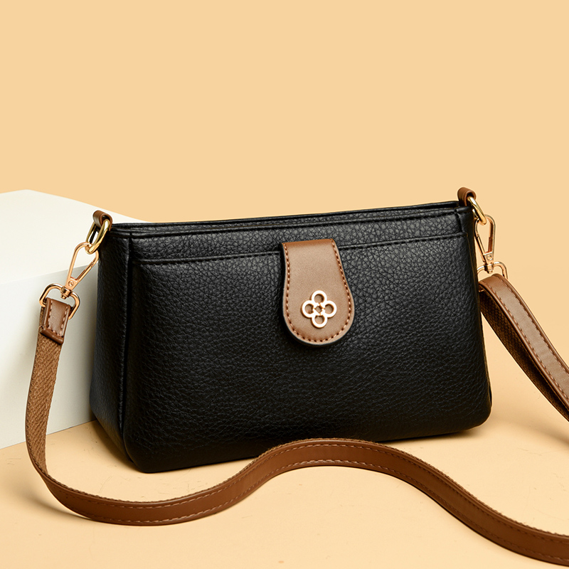 妈妈软皮多层女士单肩斜挎小包包