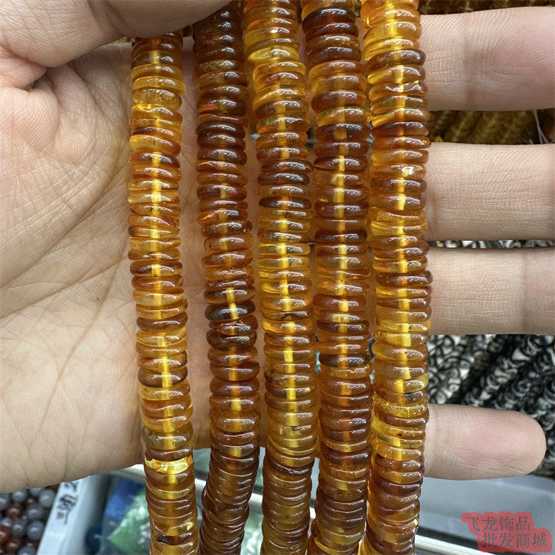 10*2mm天然琥珀蜜蜡隔片算盘珠串珠散珠 diy手工制作材料饰品配件图片