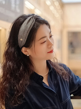 高知气质格蕾系穿搭灰色发箍女2026新款高颅顶高级感港风发旅头箍
