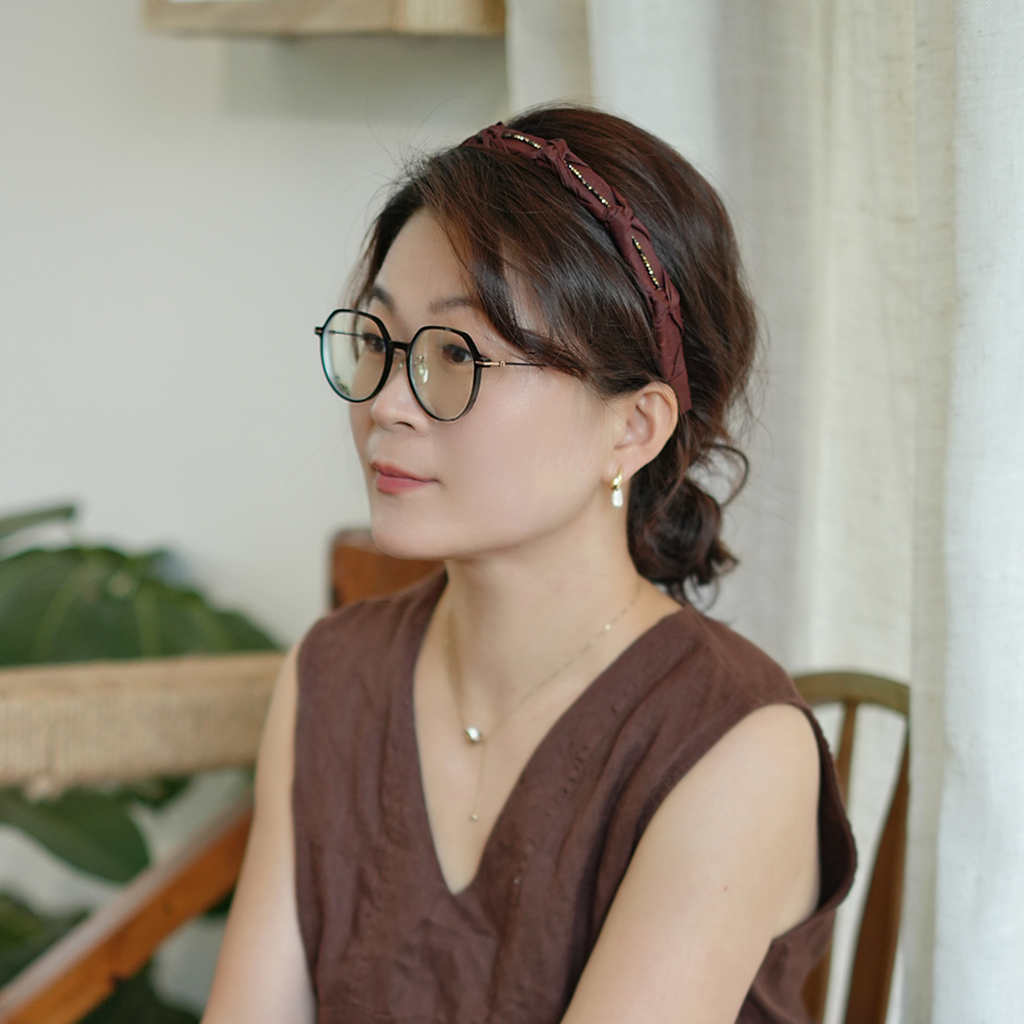 复古老钱风香云纱水钻发箍送长辈