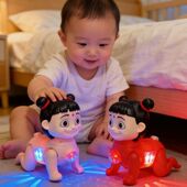 电动哪吒爬行玩具灯光音乐儿童爬娃魔童阴间抽象玩具礼物抖音同款