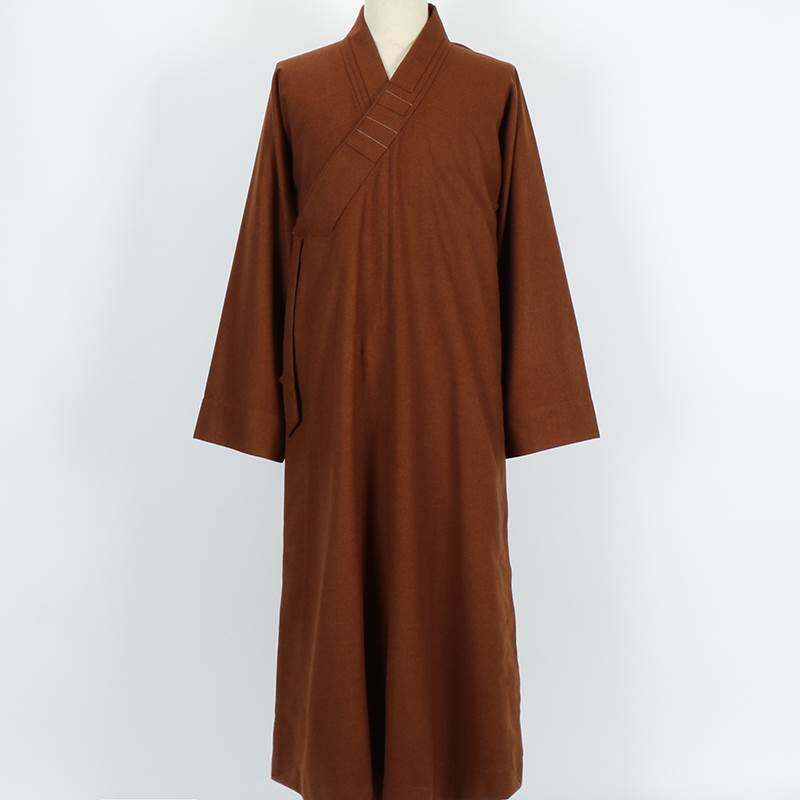 新款秋冬季僧服大褂男加厚毛呢料出家师父和尚服长褂女比丘呢棉衣