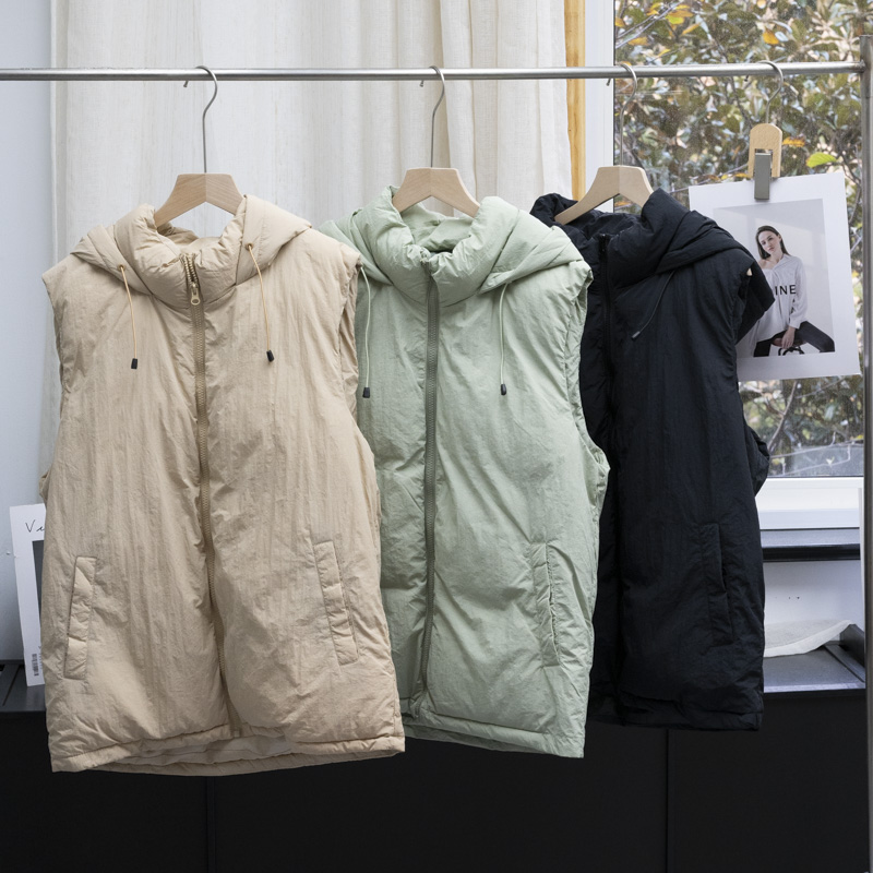 休闲连帽无袖棉马甲女宽松保暖加厚外套马夹