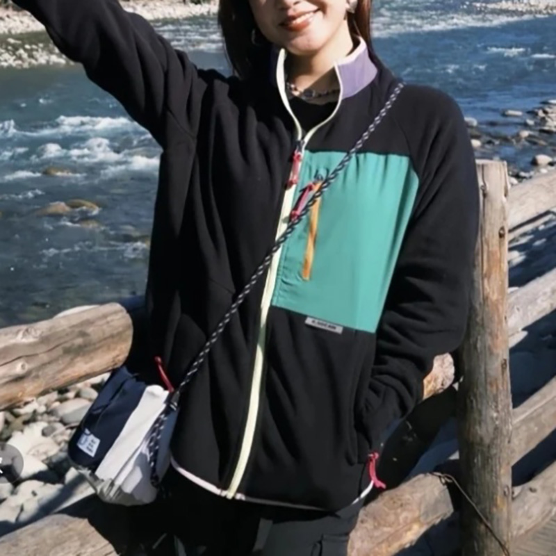 大厂订单！ 情侣款户外抓绒衣女秋冬保暖立领撞色摇粒绒保暖外套