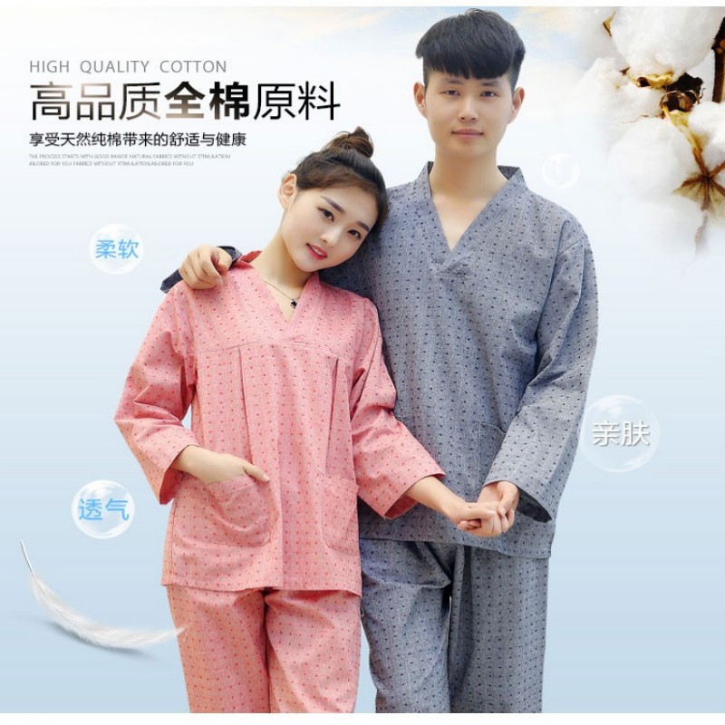 全棉情侣睡衣大码长款桑拿汗蒸服图片