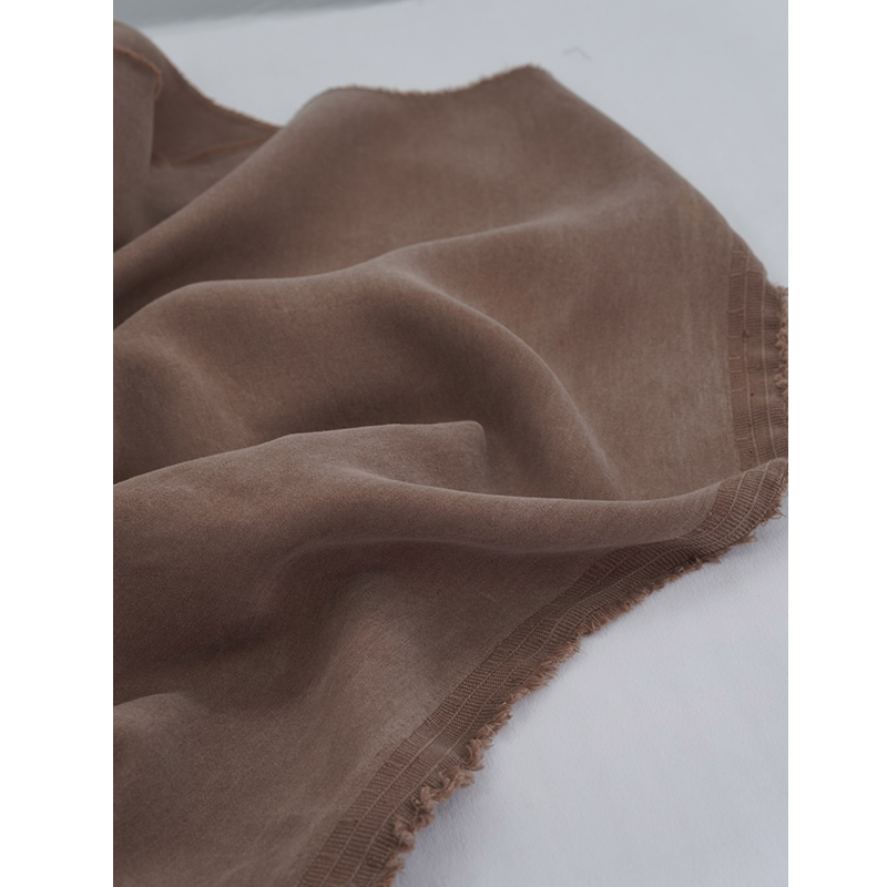 砂洗霜感铜氨丝布料 美拉德浅咖啡色 连衣裙阔腿裤设计师纯色面料