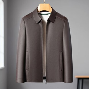 立翻领皮衣夹克 海宁HeiMa男装 男商务休闲时尚 新款 XF888 工厂春季