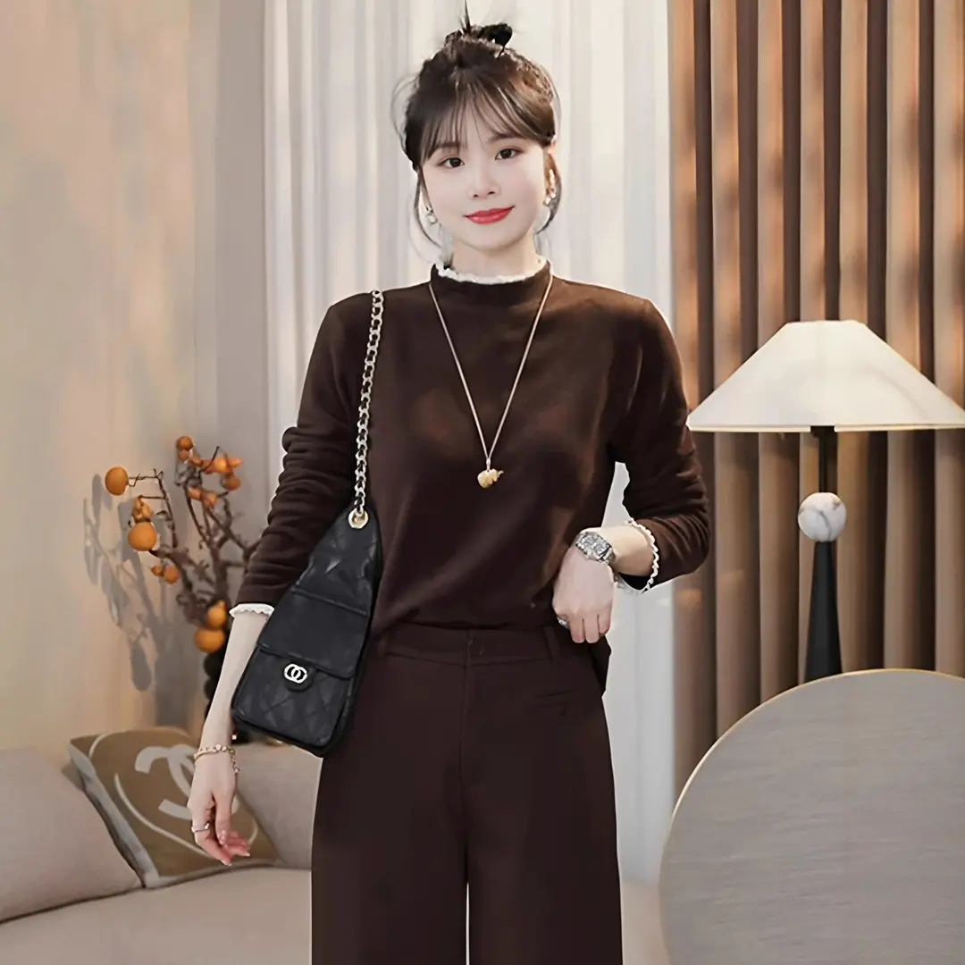 雅颂衣集服配拼接半高领宽松型抗起球长袖T恤圆领显瘦时尚修身冬,女装/女士精品,大码内搭,淘宝优惠券,粉丝福利购,淘宝优惠卷