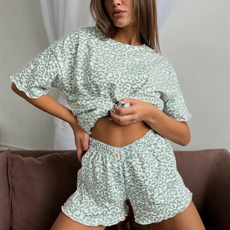 wildberries豹纹印花时尚睡衣女士性感pajamas