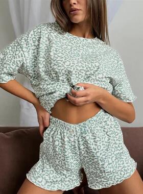 wildberries豹纹印花时尚睡衣女士性感pajamas