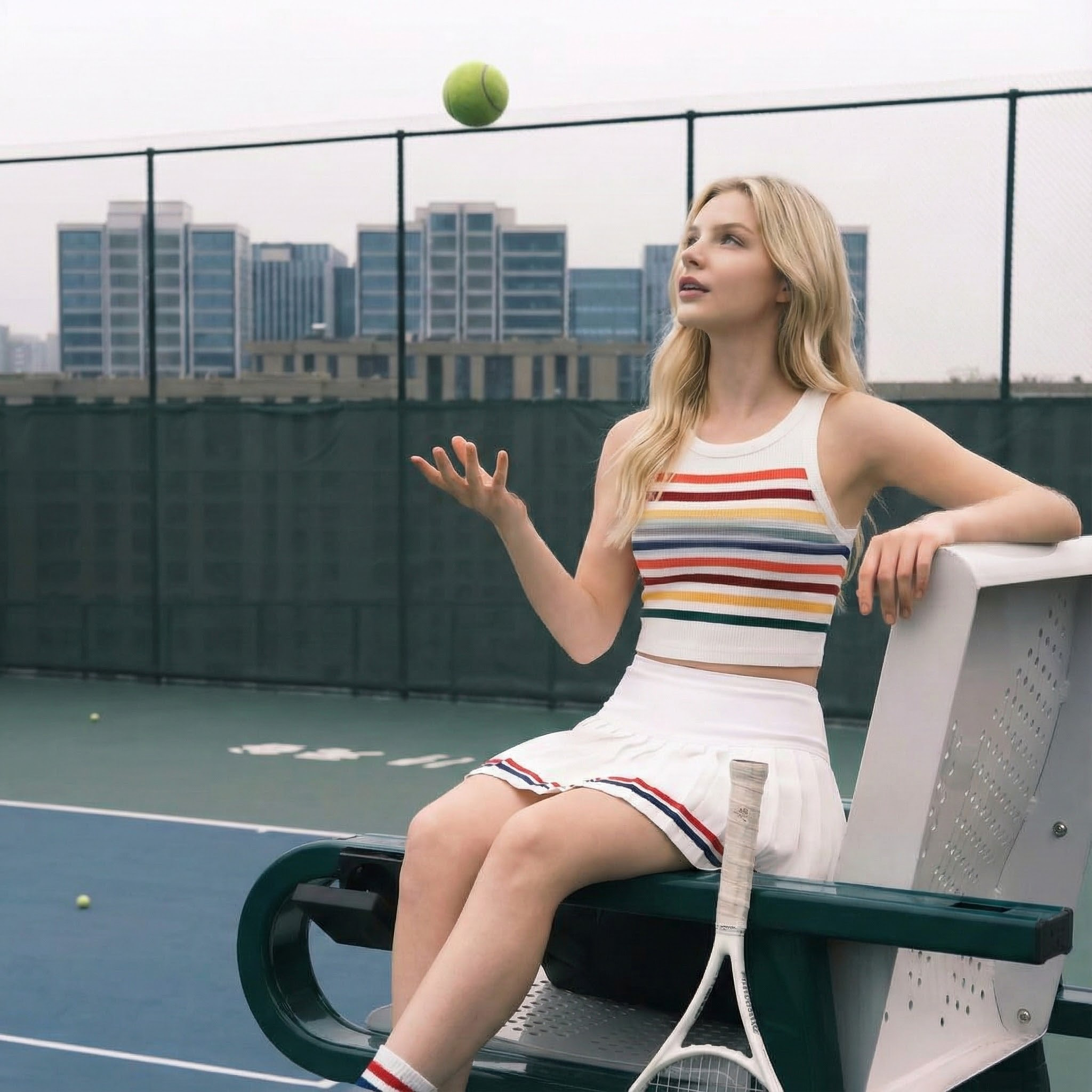 网球裙彩虹撞色网球运动背心女外穿一体式固定杯网球套装,运动/瑜伽/健身/球迷用品,网球上装,淘宝优惠券,粉丝福利购,淘宝优惠卷