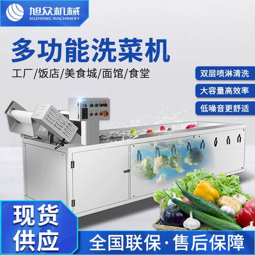全自动果蔬清洗机商用大型食品厂中房气泡毛刷清洗洗菜机设备