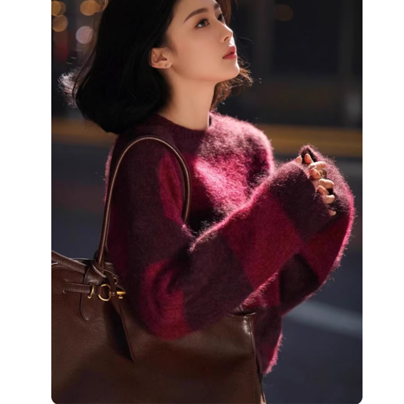 条纹软糯上衣毛衣2025秋季新款女装时尚宽松针织衫圆领百搭超好看