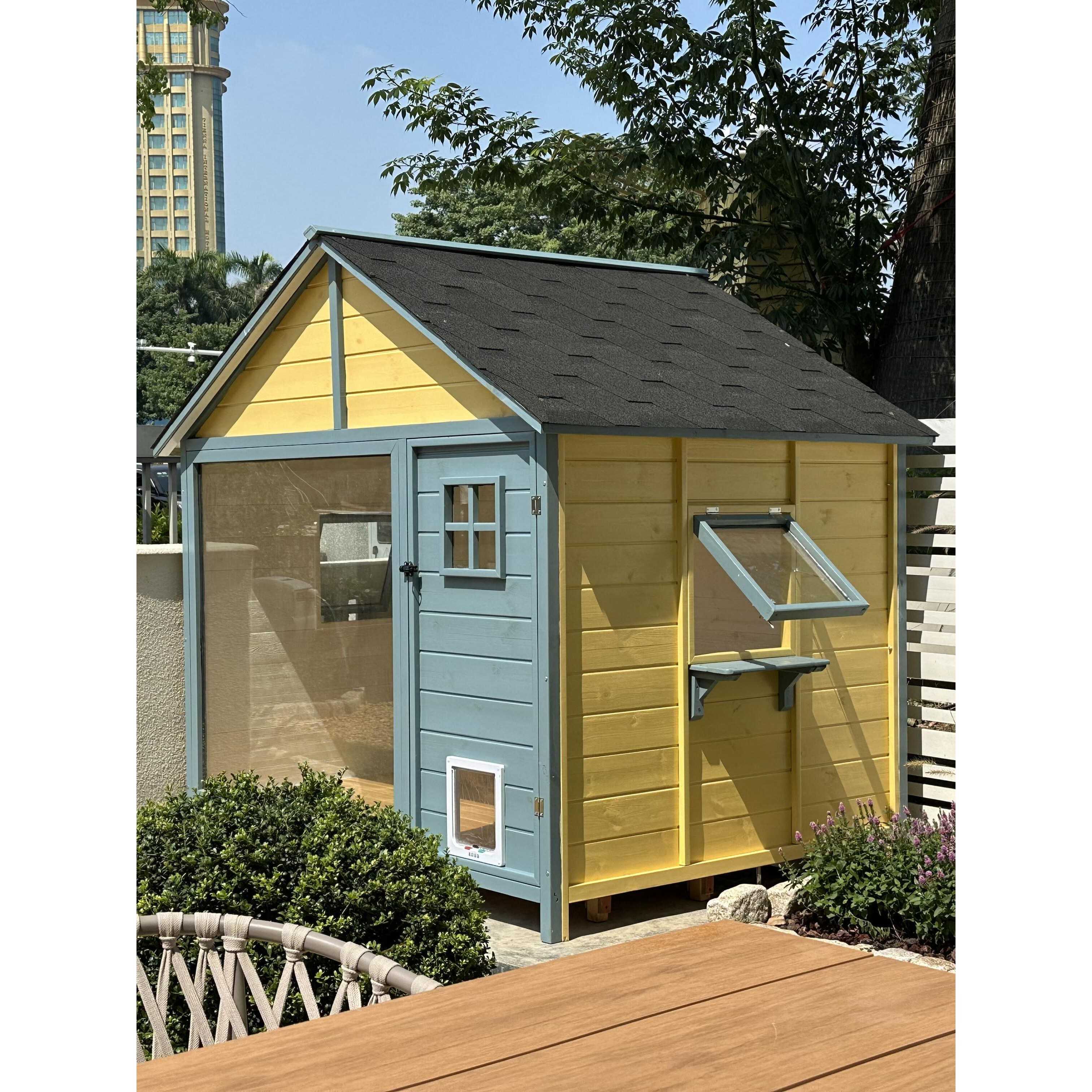 户外小木屋防腐木花园房子幼儿园玩具简易工具房移动花房室外狗屋