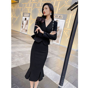 潮气质高档短外套两件套遮肉小性感包臀鱼尾裙套装 女装 2026新款