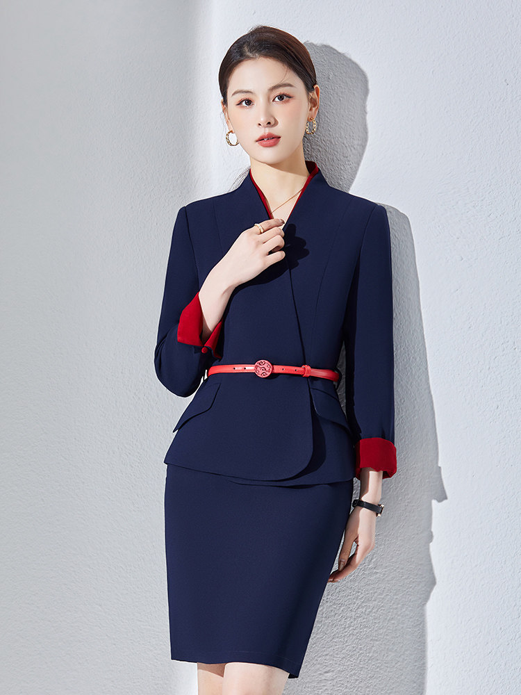SPRING AND AUTUMN PROFESSIONAL SUIT SUIT FEMININE TEMPERAMENT FLIGHT ATTENDANT BEAUTY SALON HOTEL FRONT DESK RECEPTION  S DEPARTMENT WORK CLOTHES OL