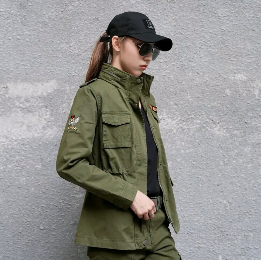 秋冬修身抽绳工装风衣外套女中长款韩版新款多口袋军迷休闲女