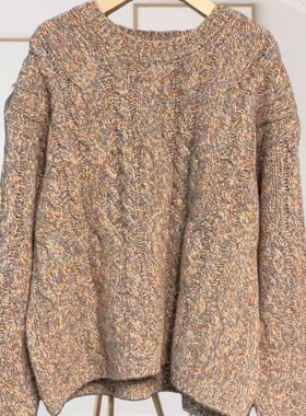 【小李不讲李呀】长袖牦牛绒绞花花纱圆领针织衫秋冬氛围感A25901