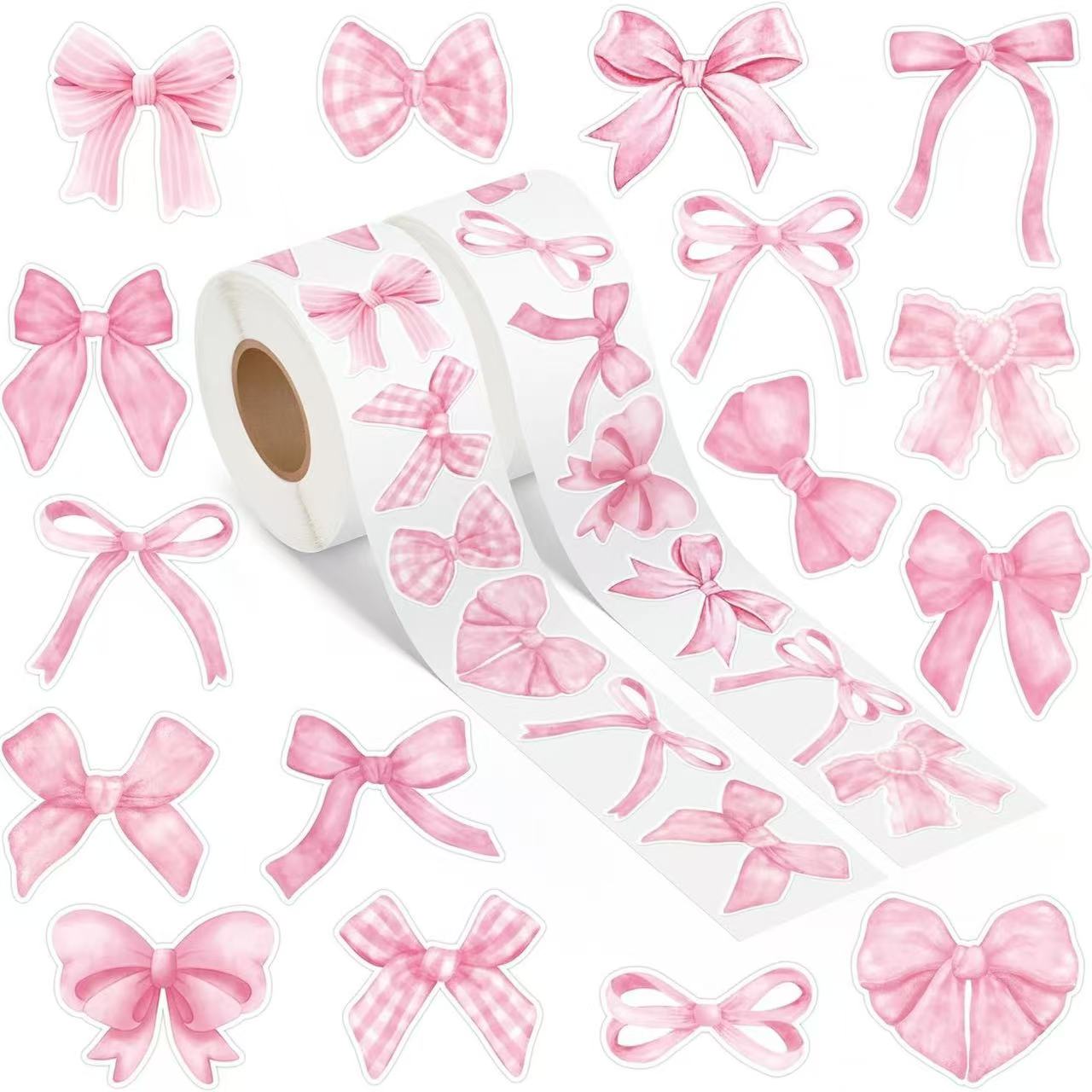 异形粉色少女心蝴蝶结贴纸