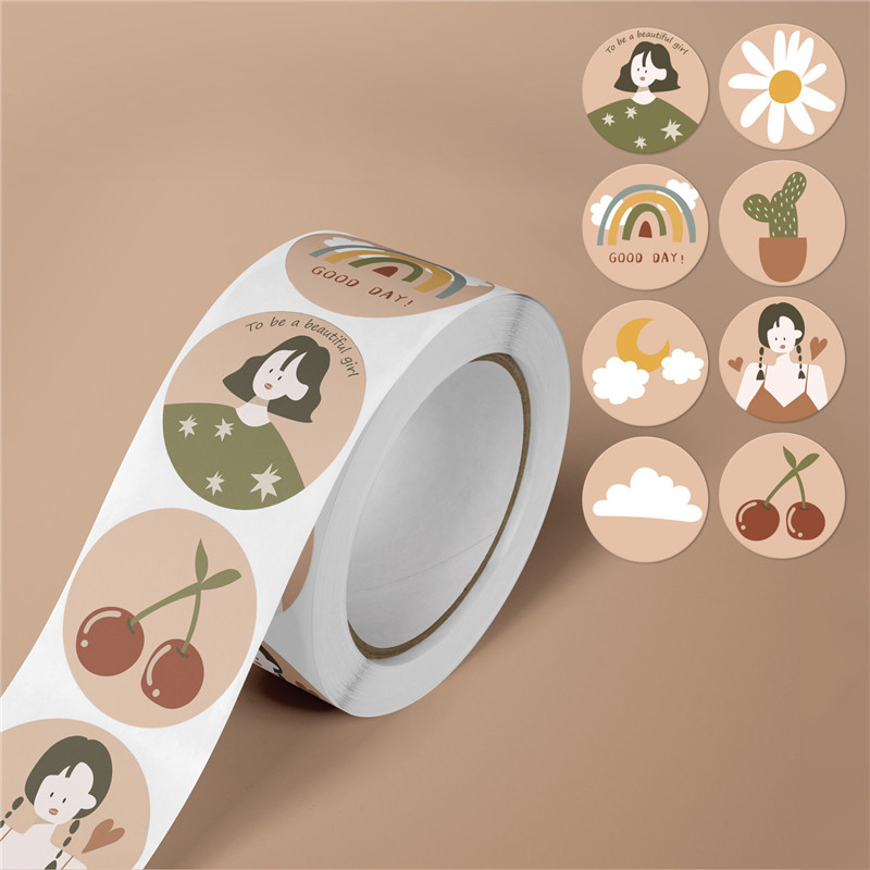 可爱复古风彩虹谢谢装饰贴纸