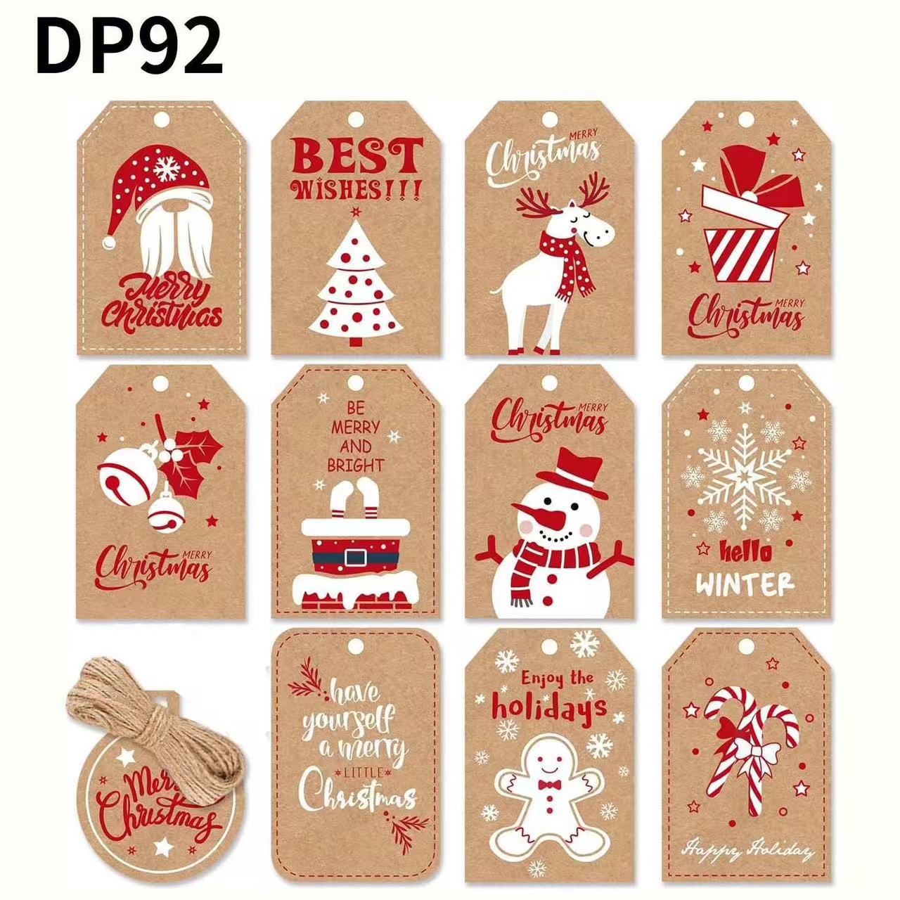 卡通圣诞节牛皮纸装饰标签吊牌