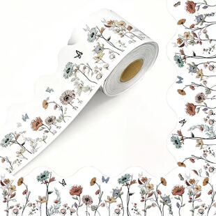 10米/卷彩色花朵复古风贴纸黑板报边框装饰贴