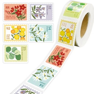 500贴 饰 卷复古邮票贴纸包集邮植物系列diy创意学生手账不干胶装