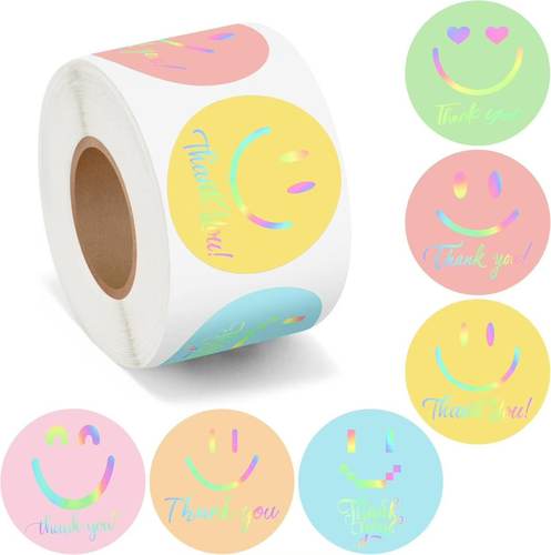 彩色镭射表情笑脸贴纸