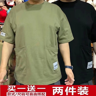 夏季新品短袖T恤男士个性多口袋宽松百搭半袖体恤帅气大码上衣潮