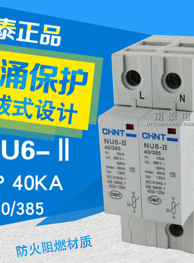 正品 正泰 电器 NU6-Ⅱ 2P 40/385 40KA 浪涌保护器 家用电涌保护
