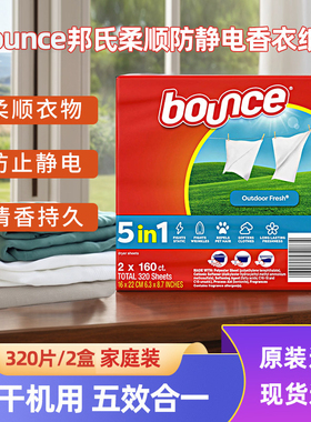 美国进口Bounce邦氏抗静电除皱柔顺纸四合一香衣纸烘干机用160片