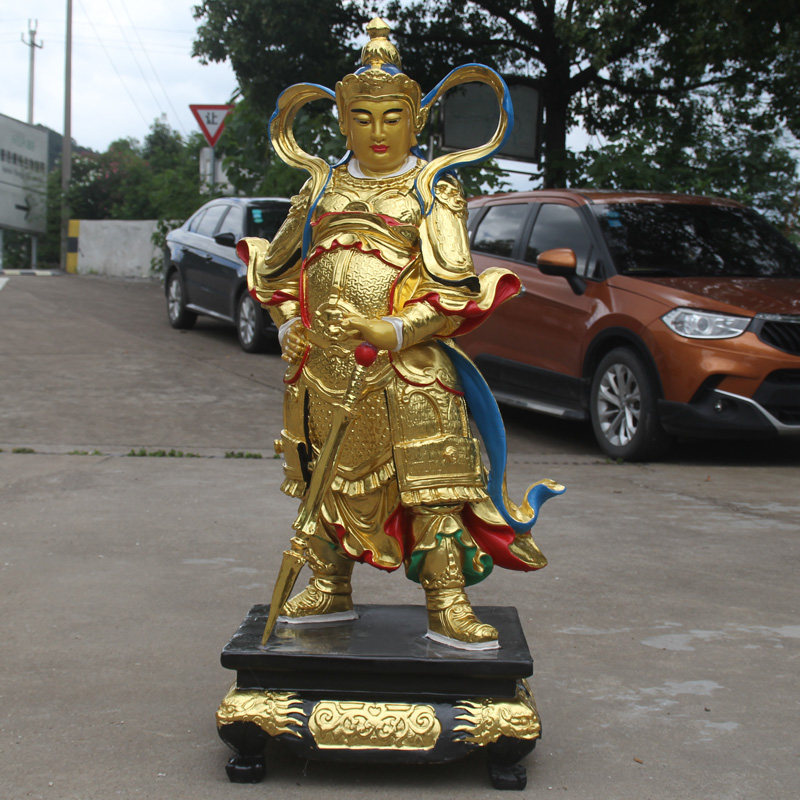慈慧佛像 贴金彩绘1米1站韦陀菩萨 寺庙树脂韦陀护法 站韦陀珈蓝